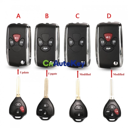 CS007136 2/3/4 Buttons Updated Flip Remote Key Case For Toyota Avlon Crown Corolla Camry RAV4 Reiz Yaris Prado Key Shell Toy43