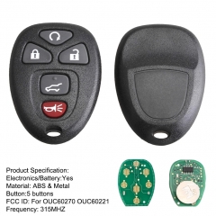 CN014102 5 Buttons 315Mhz Remote Control Key KOBGT04A For Buick Chevrolet Tahoe Traverse GMC 2007 2008 2009 2010 2011 2012 2013 OUC60270