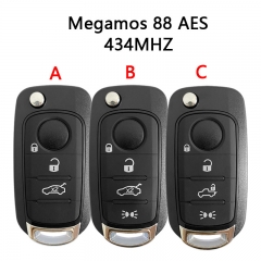 CN017009 Flip Key for Fiat 500 500X 3Buttons 434MHz Megamos 88 AES VIRGIN Blade SIP22