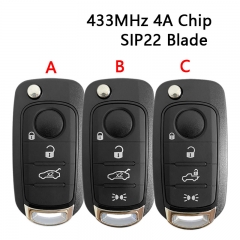 CN017011 Flip Key for Fiat tipo 3Buttons 433MHz Hitag AES VIRGIN Blade SIP22