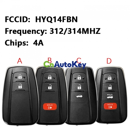 CN007266 Aftermarket 2/3/4 Button Smart Key For Toyota Corolla Remote 312/314 MHZ 4A Chip B2U2K2R For Brazil Market 8990H-12010