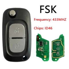 CN010069 Flip Remote key 2 buttons 433MHZ WITH ID46 PCF7961 CHIP for Renault Meg...