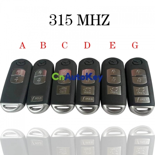 4 Buttons 315MHZ Smart Keyless Entry Proximity Remote Fob Car Key For 2009  - 2013 Mazda 6 FCCID : KR55WK49383 IC: 267T-5WK49383 - China Car Key for,  Remote Key