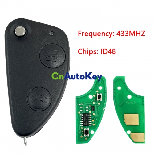 CN092006 Replacement Remote Car Key Combo Flip Fob 2 Button With Uncut SIP22 Blade 433MHZ ID48 Chip for Alfa Romeo 147 156 166 GT