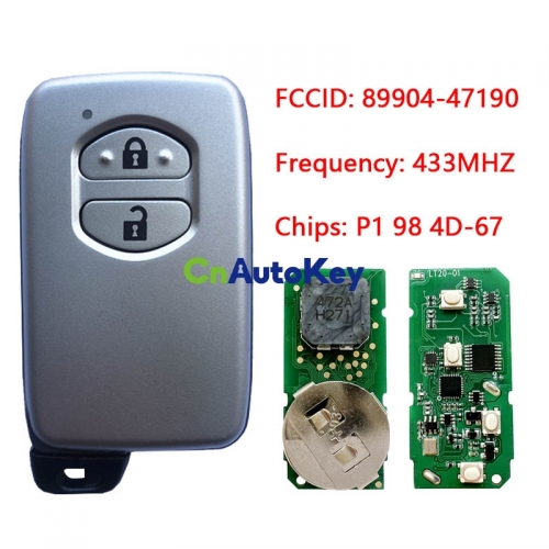 CN007169 For Toyota Prius 2009+ Smart Key, 2Buttons, B74EA P1 98 4D-67 Chip, 433MHz F433 89904-47190 Keyless Go