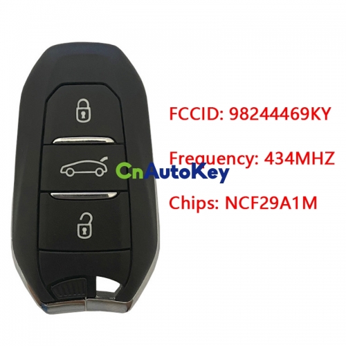 CN016044 OEM Smart Key for Citroen Buttons3 Frequency 434 MHz Transponder NCF 29A1M Blade signature VA2 Part No 98244469KY Keyless GO