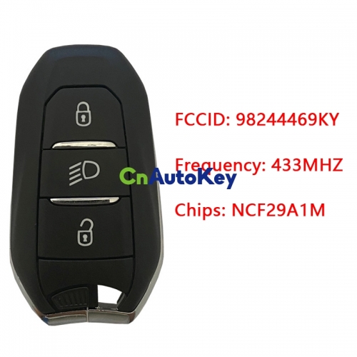 CN016042 OEM Smart Key for Citroen DS 7 Buttons3 Frequency 434 MHz Transponder NCF 29A1M Blade signature VA2 Part No 98244469KY Keyless GO