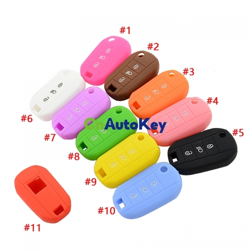 CS009051 3 Button Silicone Rubber Car Key Case for Peugeot 3008 208 308 508 408 2008 Protector Cover Holder Skin Car Accessories