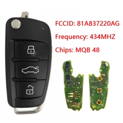 CN008091 Suitable for Audi models TP25 MQB 48 remote control key NOT keyless go FCC: 81A837220AG 434MHZ MEGAMOS