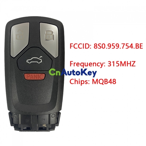 CN008098  Applicable to Audi Smart Car Key Model: FS14P7.1M FCC: 8S0.959.754.BE 315MHZ MQB48 chip