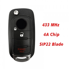 CN017028 Folding Flip 3 Button Remote Smart Car Key 433MHz 4A Chip SIP22 Uncut Blade For Fiat Egea Tipo 500X