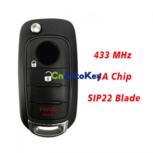 CN017028 Folding Flip 3 Button Remote Smart Car Key 433MHz 4A Chip SIP22 Uncut Blade For Fiat Egea Tipo 500X