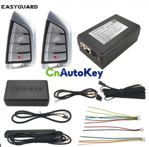 CN124 EasyGuard Smart Key PKE Kit Fit For BMW with Factory Ignition Start DC12V Passive Keyless Valet Mode/Lock Unlock Setting