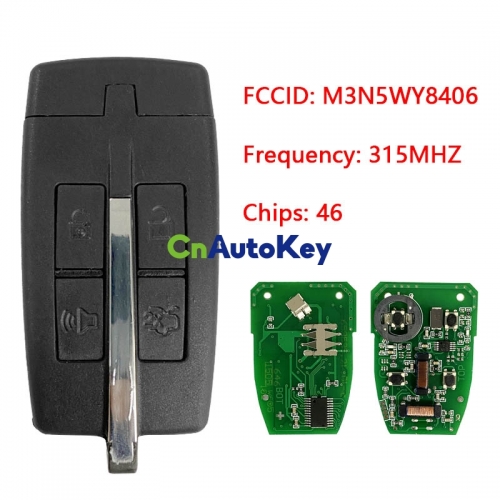 CN093012  Ford Lincoln 4 Button Proximity Smart Key Peps Fcc M3N5WY8406 Pn 164-R7034 164-R7032