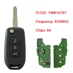 CN010027 ORIGINAL Flip Key for Renault Kadjar/Captur Buttons:3 Frequency 433 MHz Transponder PCF 7961 IC: 1788D-FWB1G767