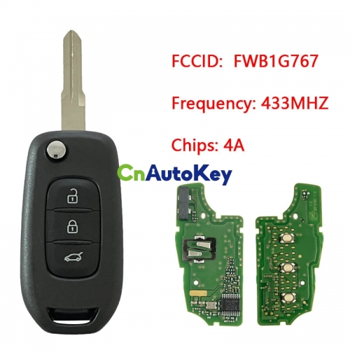 CN010027 ORIGINAL Flip Key for Renault Kadjar/Captur Buttons:3 Frequency 433 MHz Transponder PCF 7961 IC: 1788D-FWB1G767