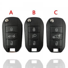 CS009052 Replacement 3 Button Remote Car Key Shell House For Citroen Peugeot 208 2008 Replace With Logo Blade key