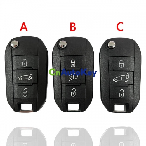 CS009052 Replacement 3 Button Remote Car Key Shell House For Citroen Peugeot 208 2008 Replace With Logo Blade key