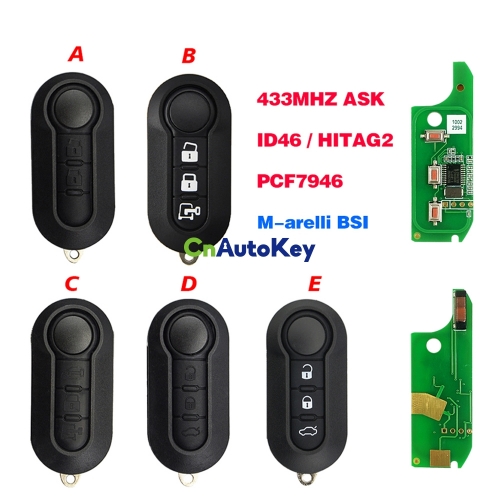 CN017002 Keyless Entry Remote Key Fob 3 Button 433MHz ID46 for Fiat 500L Bravo Ducato