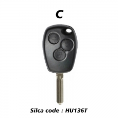 CN010073 3 Button Remote Car Key for Renault 433mhz With PCF7961M/4A VA2 Round Button