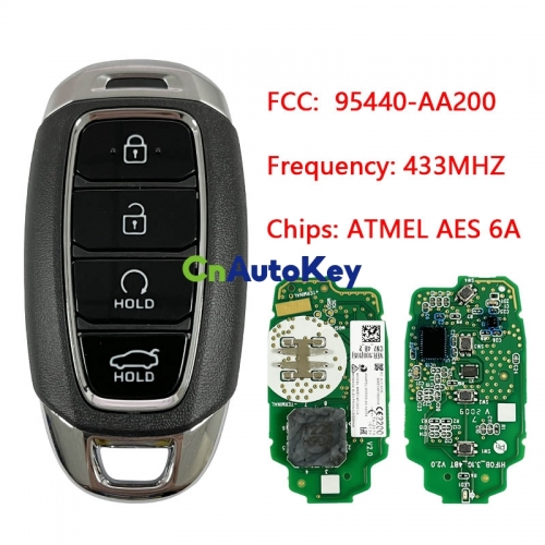 CN020282 Suitable for modern smart remote control key with 4 keys FCC: 95440-AA200 433MHZ ATMEL AES 6A chip