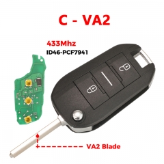 CN009054 433Mhz Remote Car Key For Peugeot 208 301 308 508 2008 5008 Hella Fit Citroen C3 C4 C4L ID46-7941 Chip HU83 VA2 Blade