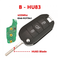 CN009054 433Mhz Remote Car Key For Peugeot 208 301 308 508 2008 5008 Hella Fit Citroen C3 C4 C4L ID46-7941 Chip HU83 VA2 Blade