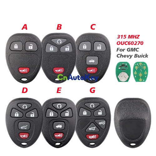 CN014109 315Mhz OUC60270 5/6 Buttons Remote Control Keyless Entry Car Key Fob for Buick Chevrolet Cadillac GMC Saturn