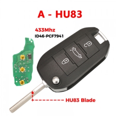 CN009054 433Mhz Remote Car Key For Peugeot 208 301 308 508 2008 5008 Hella Fit Citroen C3 C4 C4L ID46-7941 Chip HU83 VA2 Blade