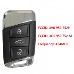 CN001115 OEM Smart Key for Skoda Superb Facelift Buttons3 Frequency434MHz TransponderNCP21A2WHITAG PRO Blade signatureHU162T Immobiliser SystemMQB Part No 3V0 959 752H Keyless GO