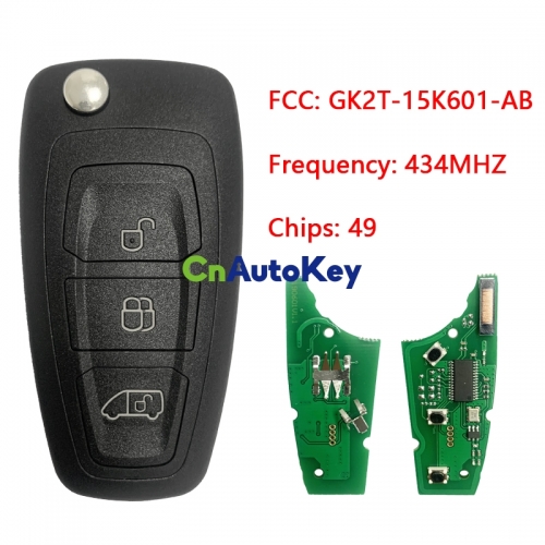 CN018097 For Ford Transit Flip Remote Key 3 Button 434MHz 49 Chip HITAG Pro GK2T-15K601-AB