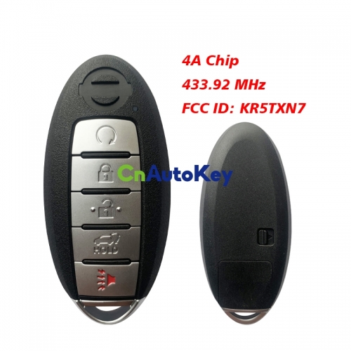 CN027082 Nissan Murano Pathfinder 5 Button Proximity Remote Smart Key Fcc KR5TXN7 Pn 285E3-9UF7A 285E3-9UF7B S180144905 4AChips