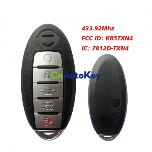 CN027079 Nissan Altima 2019+ Smart Key, 5Buttons, KR5TXN4 S180144507 HITAG AES NCF29A1M, 433MHz 285E3-6CA6A Keyless Go