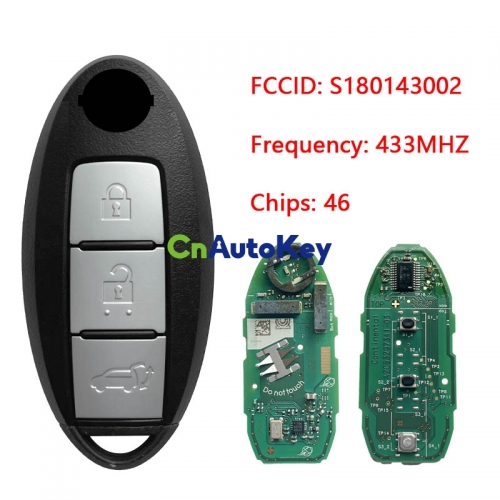 CN027098 Nissan MURANO 2009-2016 Genuine Smart Key 433MHz 285E3-1AN5B / 285E3-1TJ0E Transponder ID: PCF7952 HITAG 2 - ID46 FCCID: S180143002