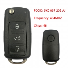 CN001060 Remote Key 3 Button 434MHZ for VOLKSWAGEN New Bora Sagitar Touran 5K0 837 202 AJ