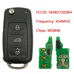 CN001098 MQB 5K0837202BH 5K0837202DH Remote Car Key 434MHz For VW Caddy Transpor...