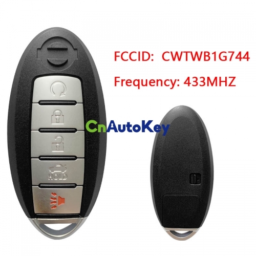 CN027057 NISSAN Patrol smart key, 5 buttons, FCC ID CWTWB1G744, PCF7952 chip, 433MHz, with Keyless Go 285E3-1LB5A