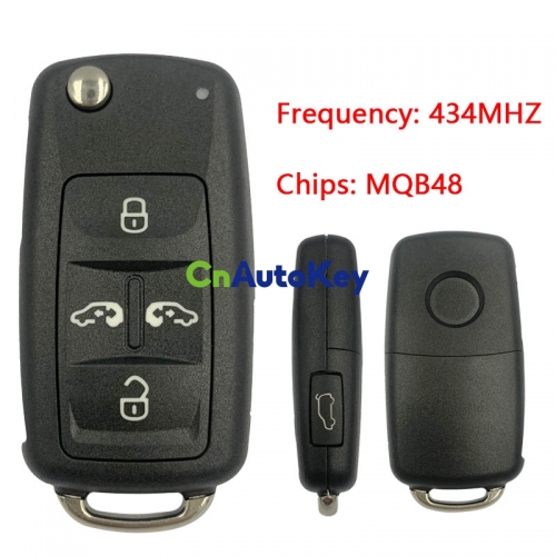 CN001121 Aftermarket VW Remote key Volkswagen Sharan / Transporder Megamos AES ID88 434Mhz