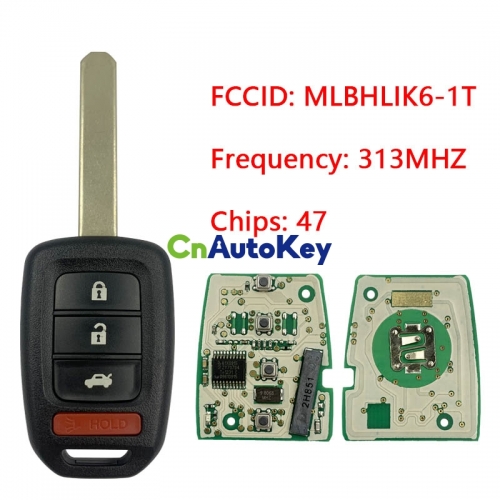 CN003118 Remote Car Key Fob 313.8mhz for 2013-2016 Honda Accord Civic FCC ID MLBHLIK6-1T