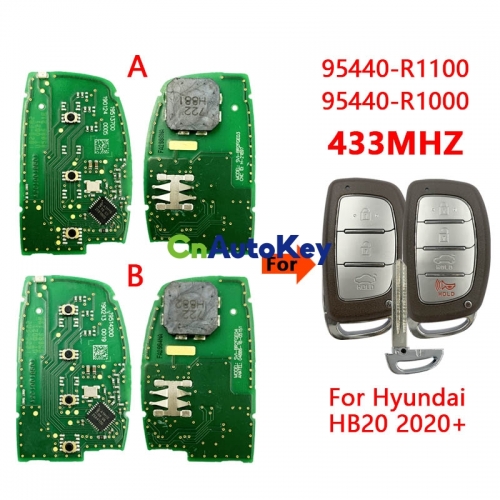 CN020283 3/4 Button Original PCB Smart Car Key For Hyundai HB20 2020+ Remote Fob 4A Chip 433Mhz FCCID 95440-R1100 95440-R1000