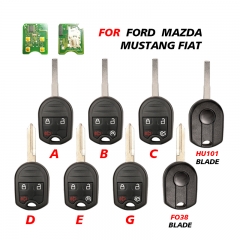 CN018132 OEM PCB 3/4 Buttons Remote Key For Ford C-Max F350 Escape Fiesta F150 Mustang Fit Mazda Uncut HU101 FO38 Blade Replace