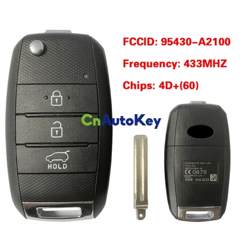 CN051185  KIA 2018 3B 433mhz FCC ID DD3TX1302 JD PN 95430-A2100 4D+(60) chip