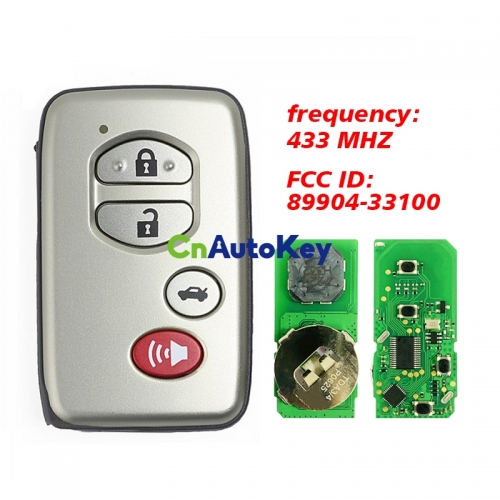 CN007201 For Toyota Aurion 2007+ Smart Key, 4Buttons, B53EA A433 P1 D4 4D-67, 433MHz Gray 89904-33100 Keyless Go