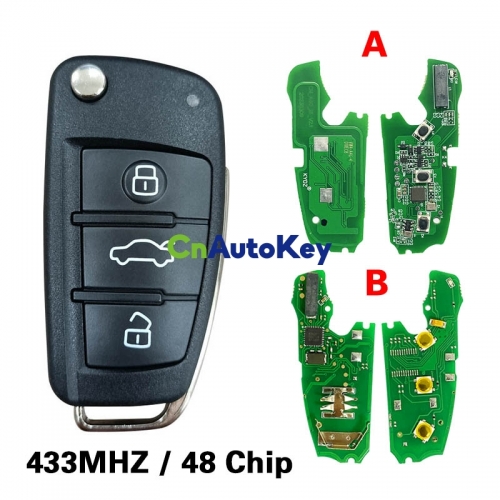 CN008025 FLIP Remote Key 3 Buttons For Audi A1 Q3 433mhz id48 8X0 837 220 D