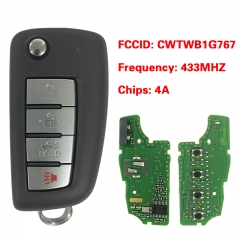 CN027114 4 Buttons Remote Flip Key Fob For Nissan ROGUE 14-17 CWTWB1G767 PCF7961M 433mhz Keyless Entry Remote Fob