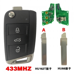 CN001068 5G0 959 753 BA/5G0 959 752 BB Auto Smart Remote 3B ASK 433MHz ID48 Chip Flip Car Smart Key For Volkswagen Tiguan Touran Sharan