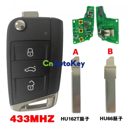 CN001068 5G0 959 753 BA/5G0 959 752 BB Auto Smart Remote 3B ASK 433MHz ID48 Chip Flip Car Smart Key For Volkswagen Tiguan Touran Sharan