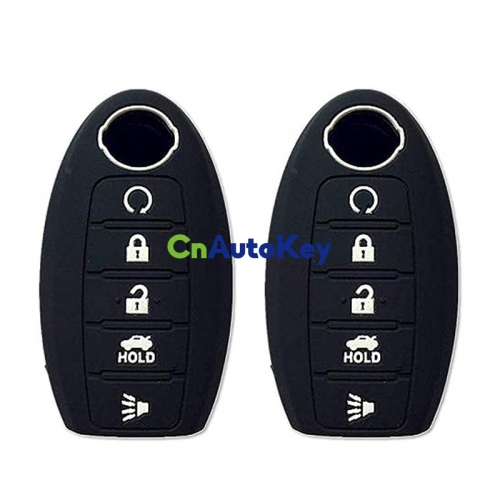 SCC013010 Autobase Silicone Key Fob Cover for Nissan Rogue Murano Armada Maxima Altima Sedan Pathfinder Infiniti JX35 Q50 Q60 QX56 QX60 QX80 | Car Accessory | Key Protection Case 2 Pcs (Black)