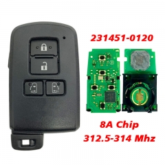 CN007310 4Button 8A Chip Car Proximity Fob 312.5-314Mhz Smart Key FCCID 231451-0120 Keylessgo Remote Card for Toyota Alphard