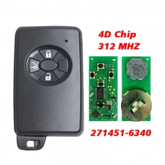 CN007311 Aftermarket For Toyota Axio Premio 3 Button Smart Key replacement Genuine Board number 271451-6340 Keyless 4D Chip 312MHZ FSK